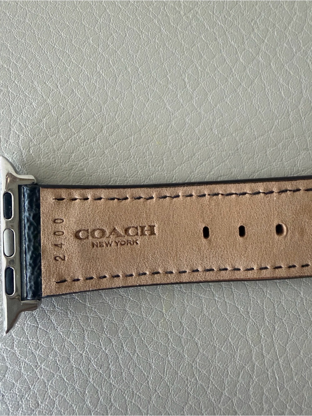 Coach- NEW Black Patterned Leather Apple Watch Band - Picture 2 of 5